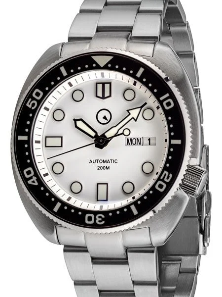 Islander White Dial Automatic Dive Watch with AR Double Dome Sapphire Crystal, and Luminous Ceramic Bezel Insert #ISL-29 47 mm kol saati