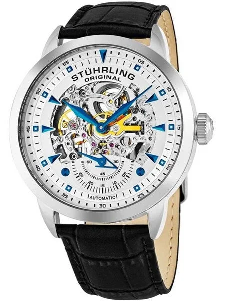 Stuhrling Executive Semi-Skeleton Automatic Watch with 44mm Case #133.33152 kol saati