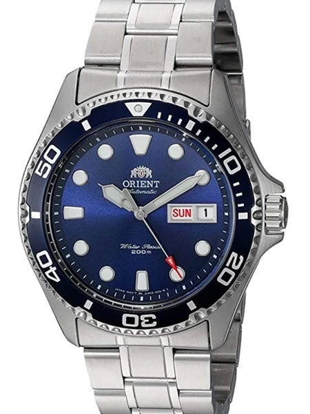 Orient Scratch and Dent - Ray II Blue Dial Automatic Dive Watch with SS Bracelet #AA02005D 20 SND719 41.5 mm kol saati