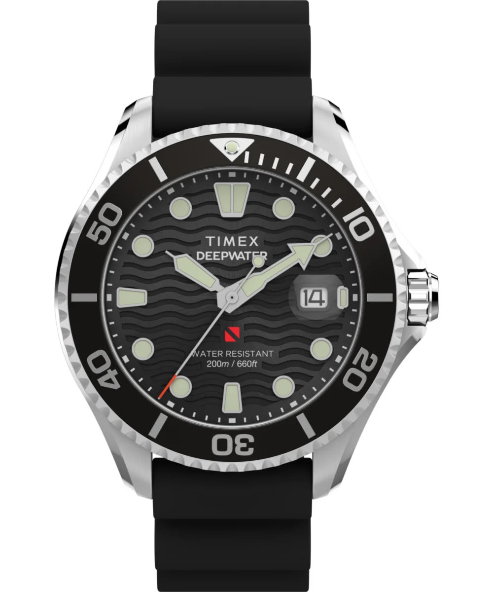 Timex Deepwater Meridian 200 44mm Synthetic Rubber Strap Watch TW2W81600 44 mm kol saati