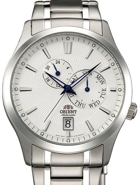 Orient Cosmos Automatic Watch with 24-hr Sub-dial and Day-Date #ET0K002W kol saati