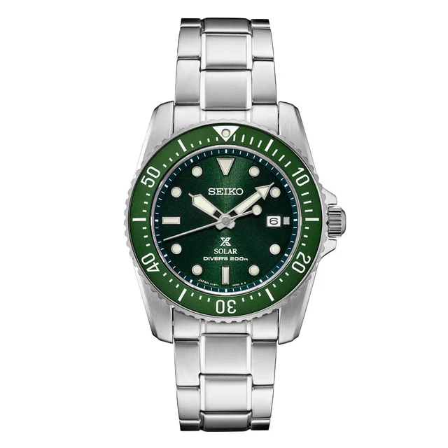 Seiko Prospex Green Dial Solar Dive Watch #SNE583 kol saati