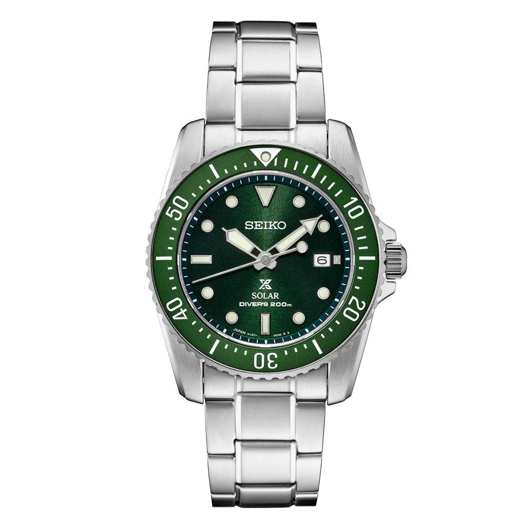Seiko Prospex Green Dial Solar Dive Watch #SNE583 38 mm kol saati