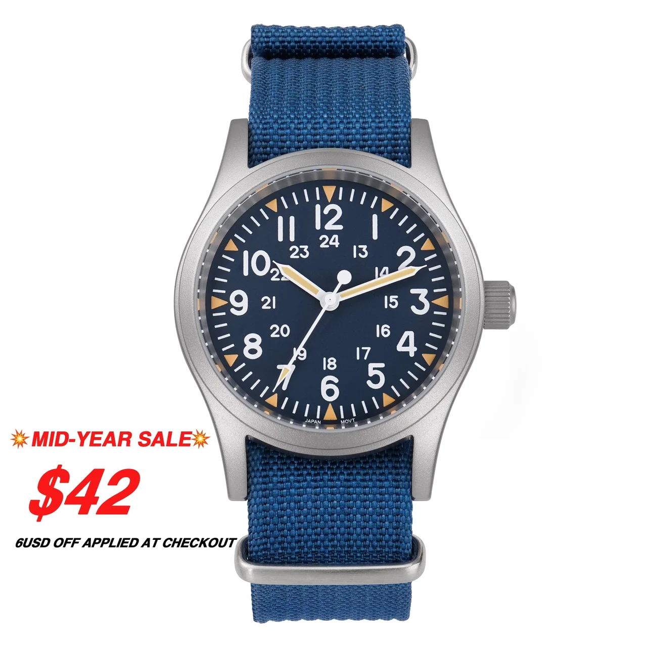 MILITADO MILITADO ML05-蓝面-蓝尼龙 38 mm kol saati