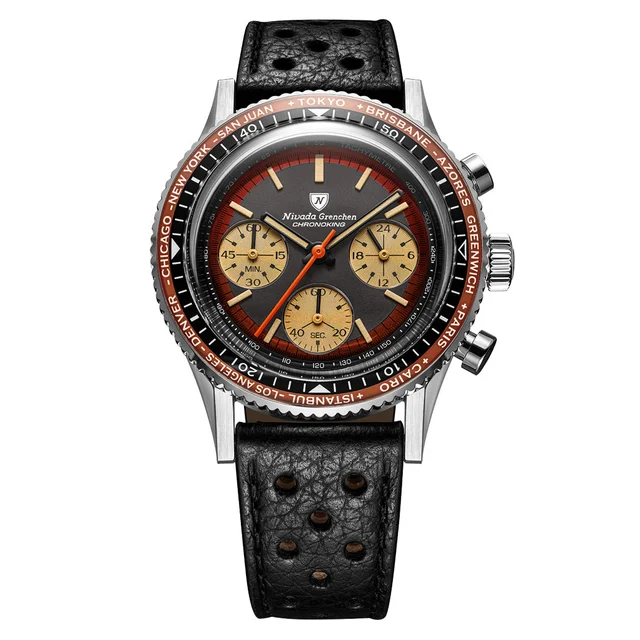 Nivada Grenchen Chronoking Racing Black Amber #87055Q10 kol saati