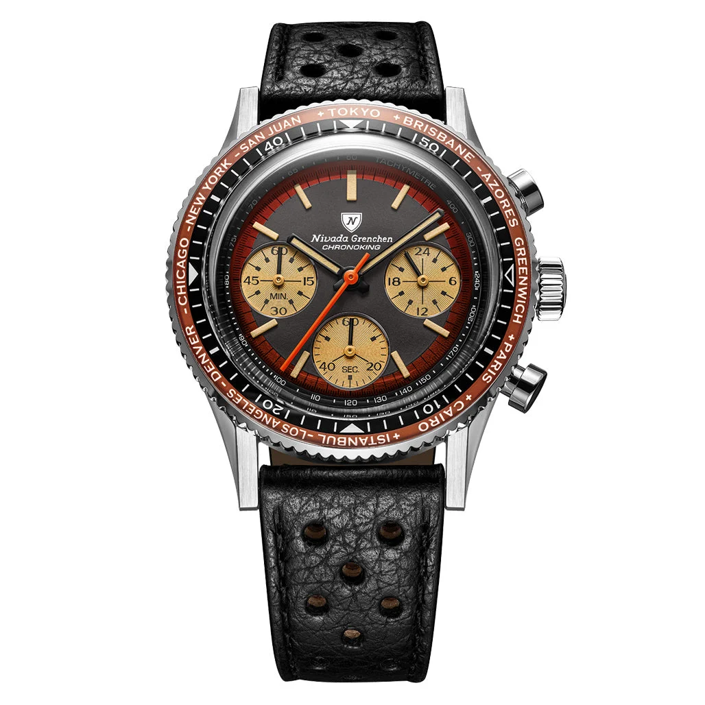 Nivada Grenchen Chronoking Racing Black Amber #87055Q10 kol saati