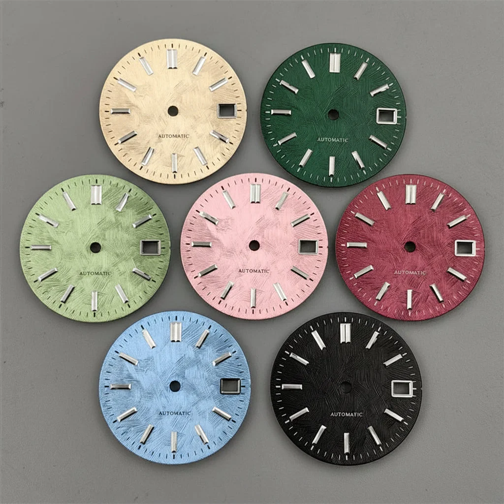 Tandorio Dial modified GS mixed texture cherry blossom powder for NH35 movement 6058434102225 29 mm kol saati