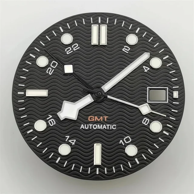 Tandorio GMT Dial Hands black blue white color green luminous 12000036406829345 kol saati