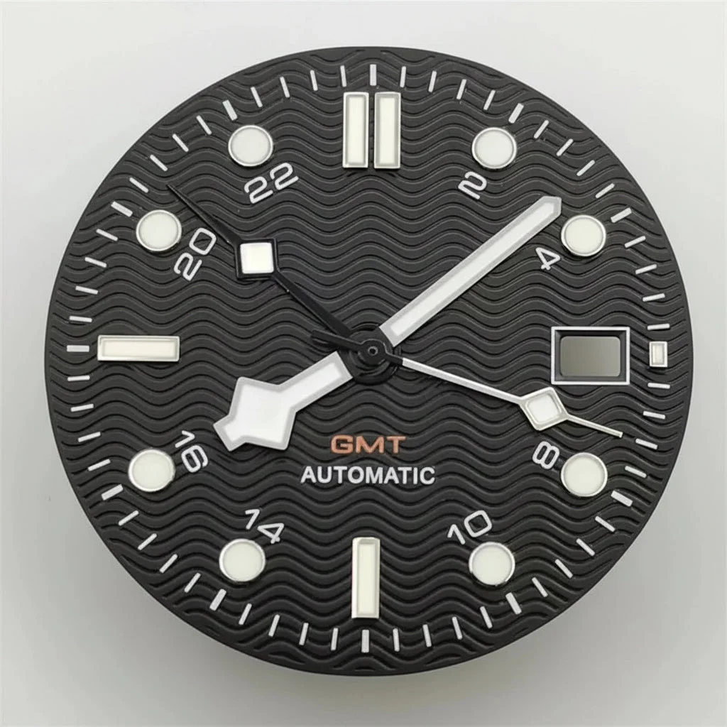 Tandorio GMT Dial Hands black blue white color green luminous 12000036406829345 31 mm kol saati