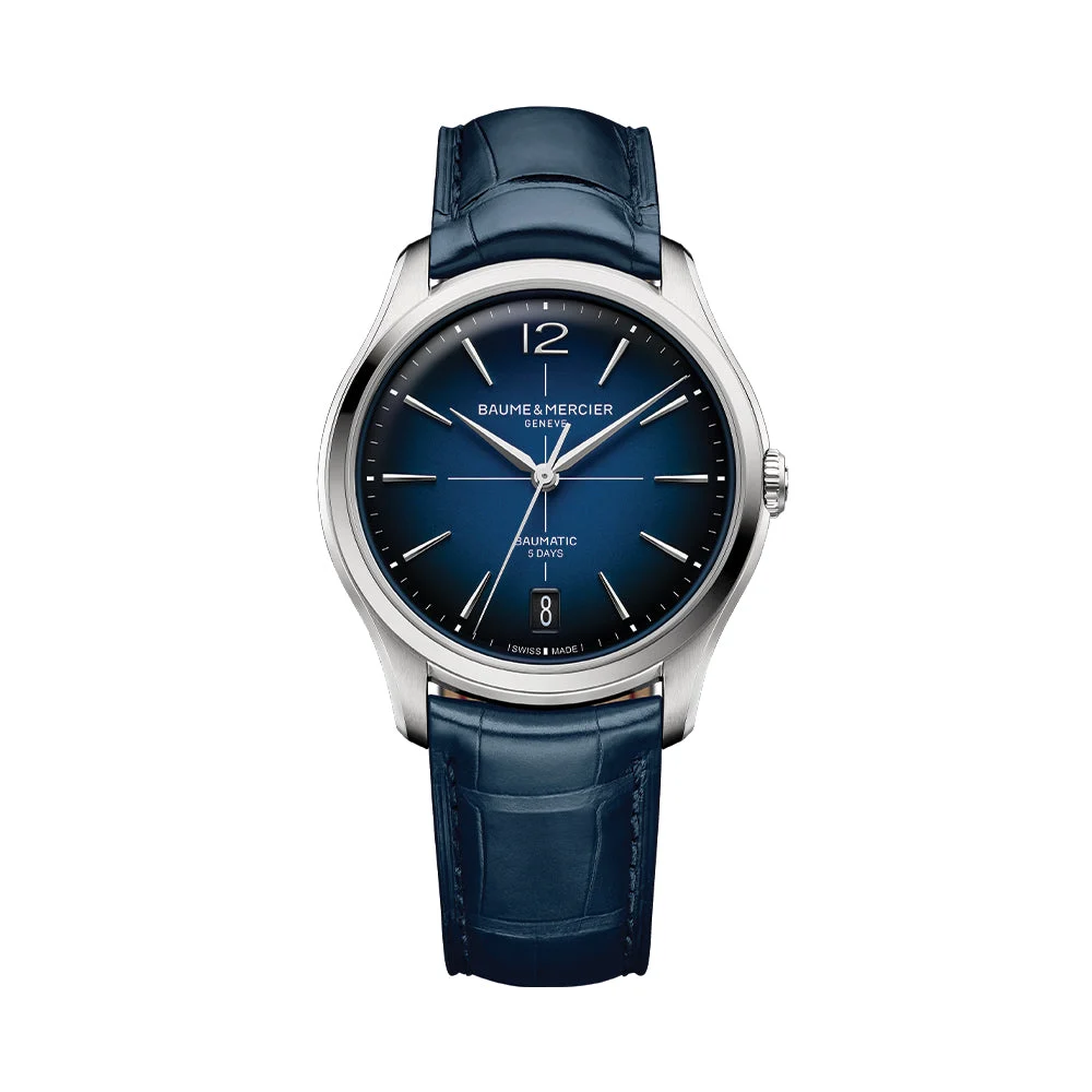 Baume Et Mercier Clifton Round Baumatic 39mm - Blue on Leather Strap M0A10771 39 mm kol saati