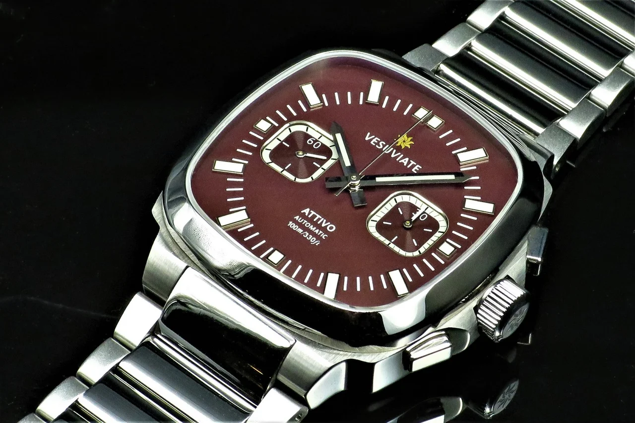 Vesuviate Attivo-Chrono Maroon Brown 39 mm kol saati