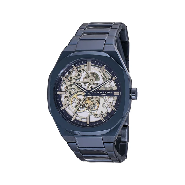 Elysee Maison 8 Automatique Men’s 42mm Skeleton Watch - Blue Case with Blue Metal Strap CF