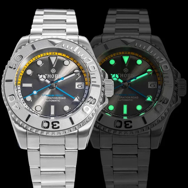 Cronos Watch Store THORN Titanium Helium Valve NH34 GMT Watch 西溜-Shy037钛金属GMT-1155 kol saa