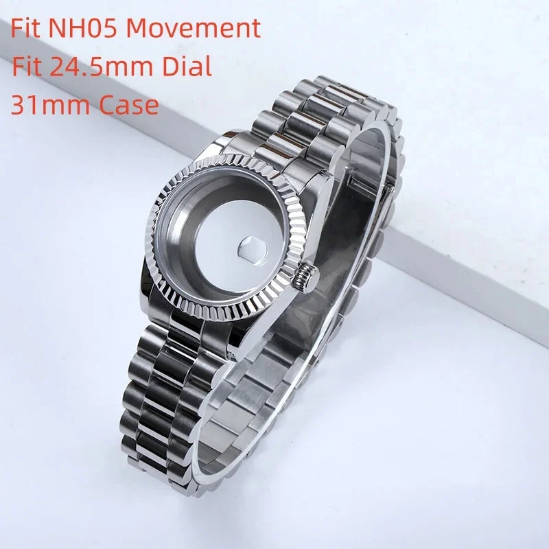 Tandorio Watches Case For NH05 Movement Watch Accessories Fit 24.5mm Dial Watch Case Stainless Steel Women Automatic Watch Sapphire Glass 1005009995766397-gold Jubilee band-31MM Case 31 mm kol saati