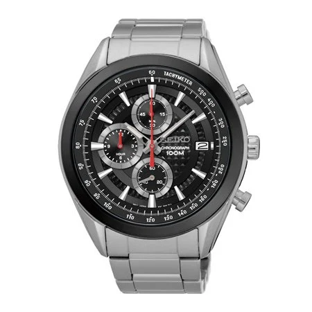 Seiko Chronograph SSB201P Black Dial Stainless Steel 45 mm kol saati