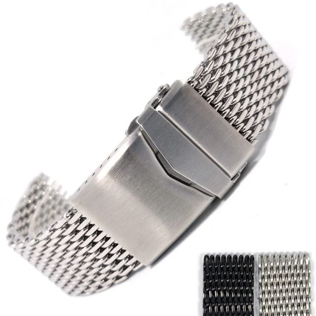 Tandorio Stainless Steel Mesh Watch Band SL-普通网纱带-20mm-钢色 kol saati