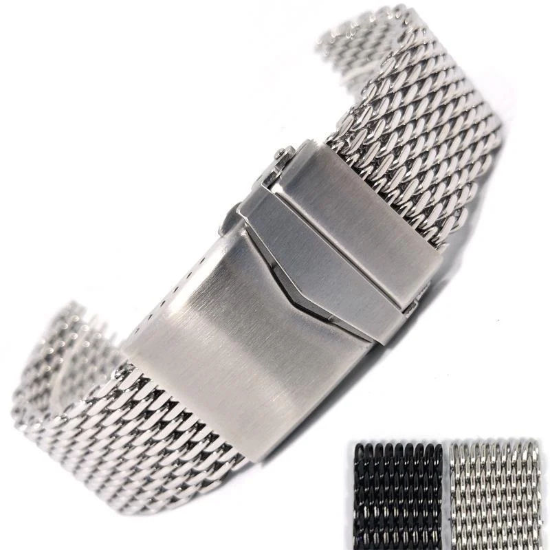 Tandorio Stainless Steel Mesh Watch Band SL-普通网纱带-20mm-钢色 kol saati