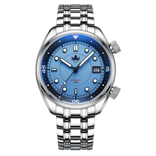 Phoibos Eagle Ray Automatic Compressor Style Dive Watch with Pastel Blue Dial #PY048B kol 