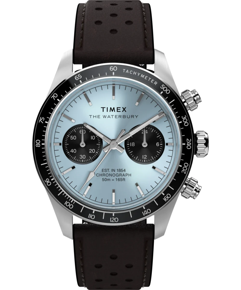 Timex Waterbury Heritage Chronograph 39mm Leather Strap Watch TW2Y70600 39 mm kol saati