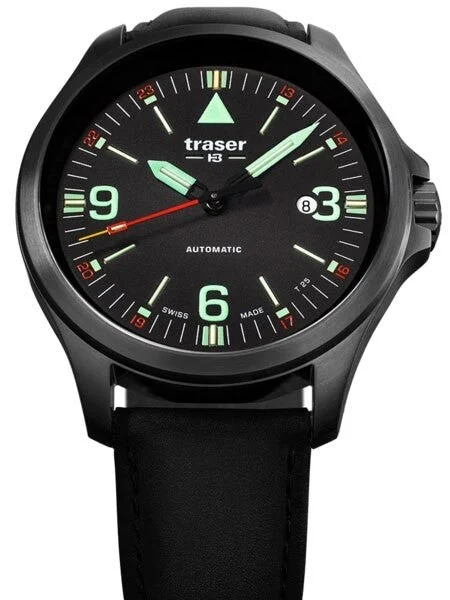 Traser Officer Pro Swiss Automatic PVD Case Watch with an Anti-Reflective Sapphire Crystal #108075 45 mm kol saati