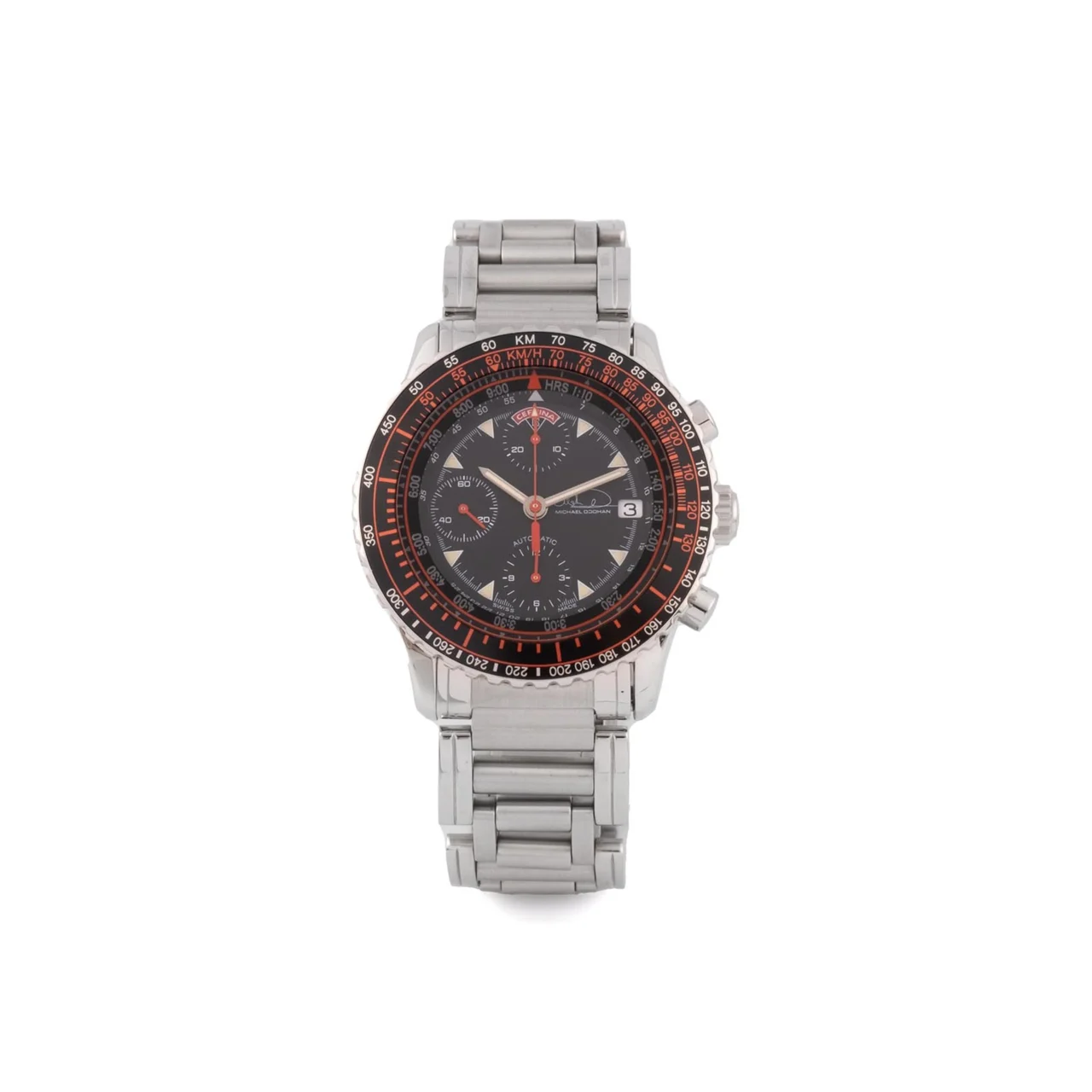 Certina Ref. 8050-8051, large self-winding diver’s chronograph, minute and hour counters, date; “Michael Doohan”; limited edition of 1 000 pieces; stainless steel kol saati