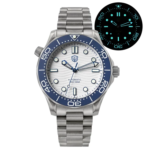 Watchdives Titanium NTTD Dive Watch Watchdives-WD007-孔雀机芯-42mm钛海马 - 复古黑/带历-尼龙 kol saati