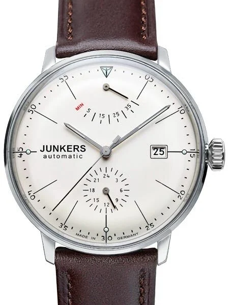 Junkers Bauhaus Automatic Watch with Power Reserve and 24hr Subdial #6060-5 kol saati