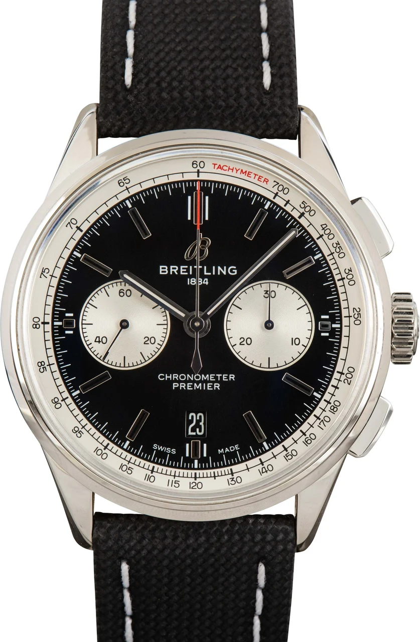 Breitling Premier B01 Black Dial & Leather Strap AB0118371B1P1 42 mm kol saati