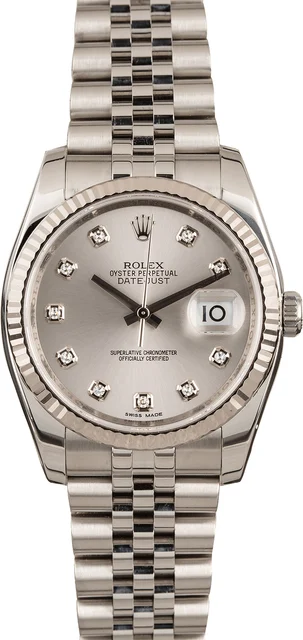 Rolex Datejust 116234 Rhodium Diamond Dial 116234RDJ kol saati