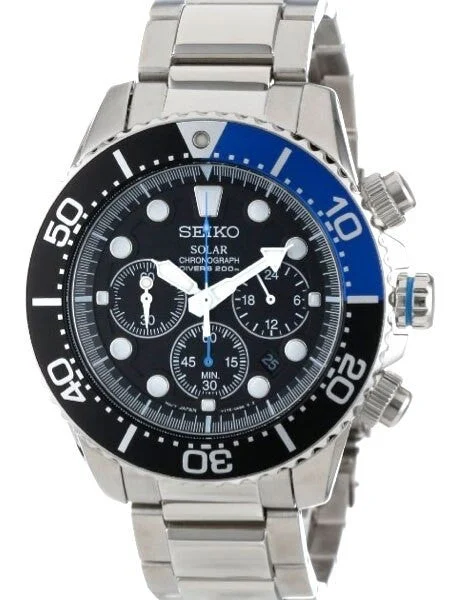 Seiko Solar Quartz Chronograph with Stop-Watch and 24-hour Sub-Dial #SSC017 43 mm kol saati