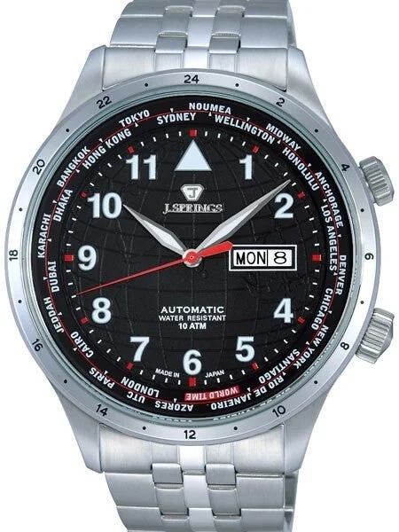 J. Springs Automatic 21-Jewel World Time Watch with Day and Date, Black Dial #BEB099 kol s