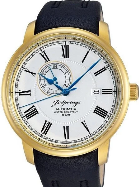 J. Springs Automatic 24-Jewel Classic Goldtone Watch with 24-Hour Sub-Dial #BEG003 45 mm kol saati