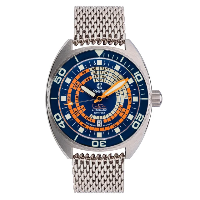 Ocean Crawler Core Diver V4 with Blue and Orange Decompression Dial #OC-DCT-BLU kol saati