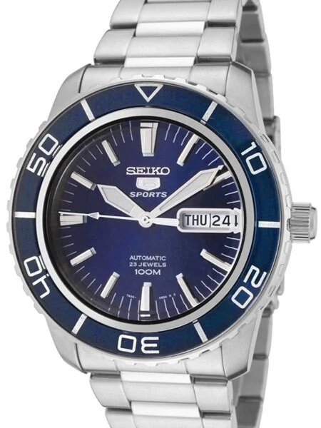 Seiko Scratch and Dent - 41mm Sports 5, 23-Jewel Automatic Watch with Day and Date Window