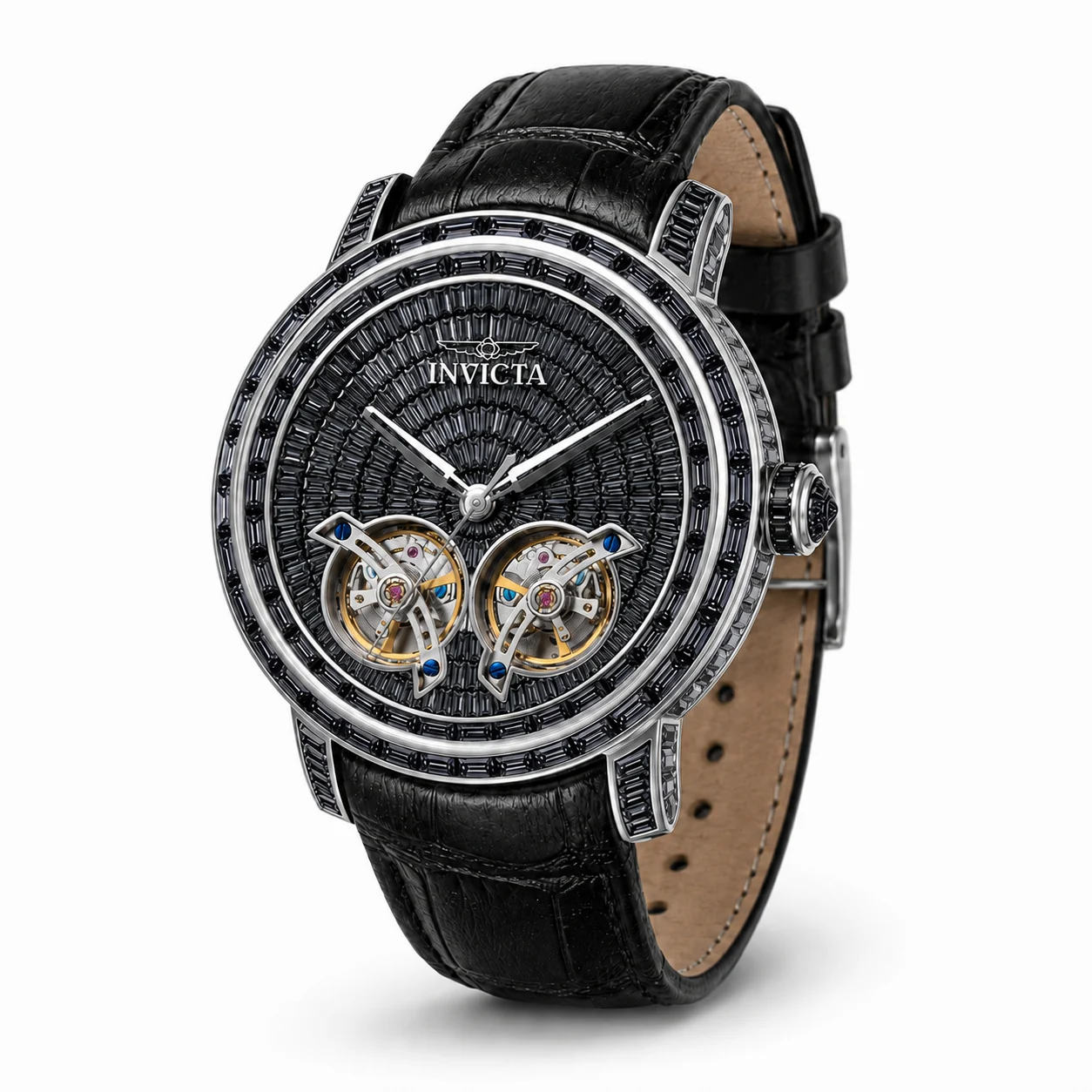 Invicta Objet D Art Lithocrat Automatic Watch - 45mm, Black with Interchangeable Strap (69458) 45 mm kol saati
