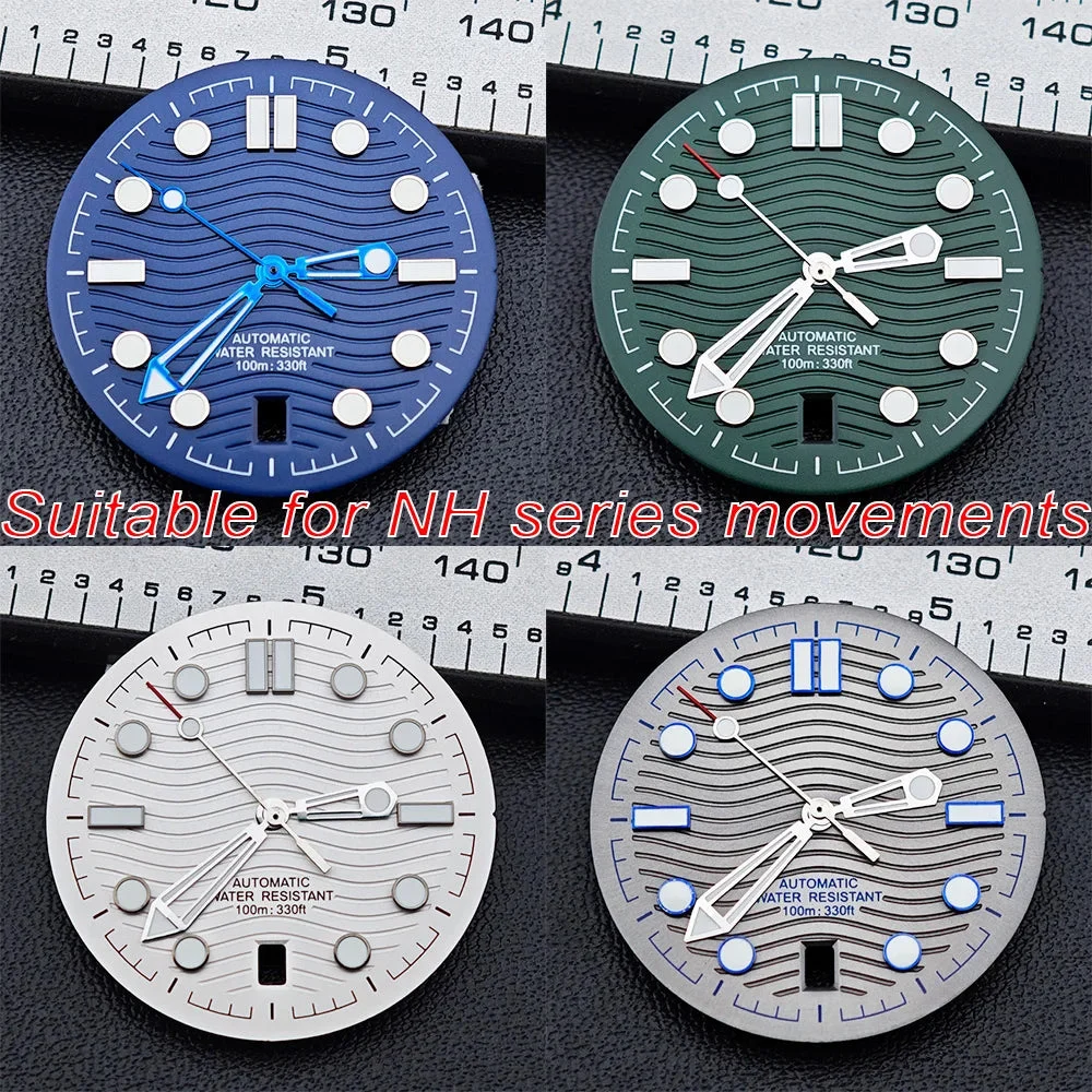 Tandorio Watches seamaster Watch Dial For 300 Series NH35 NH36 Movement 6 O‘clock Date C3 Green Luminous Mechanical Watch Parts 1005009016308181-NO.11 31.7 mm kol saati