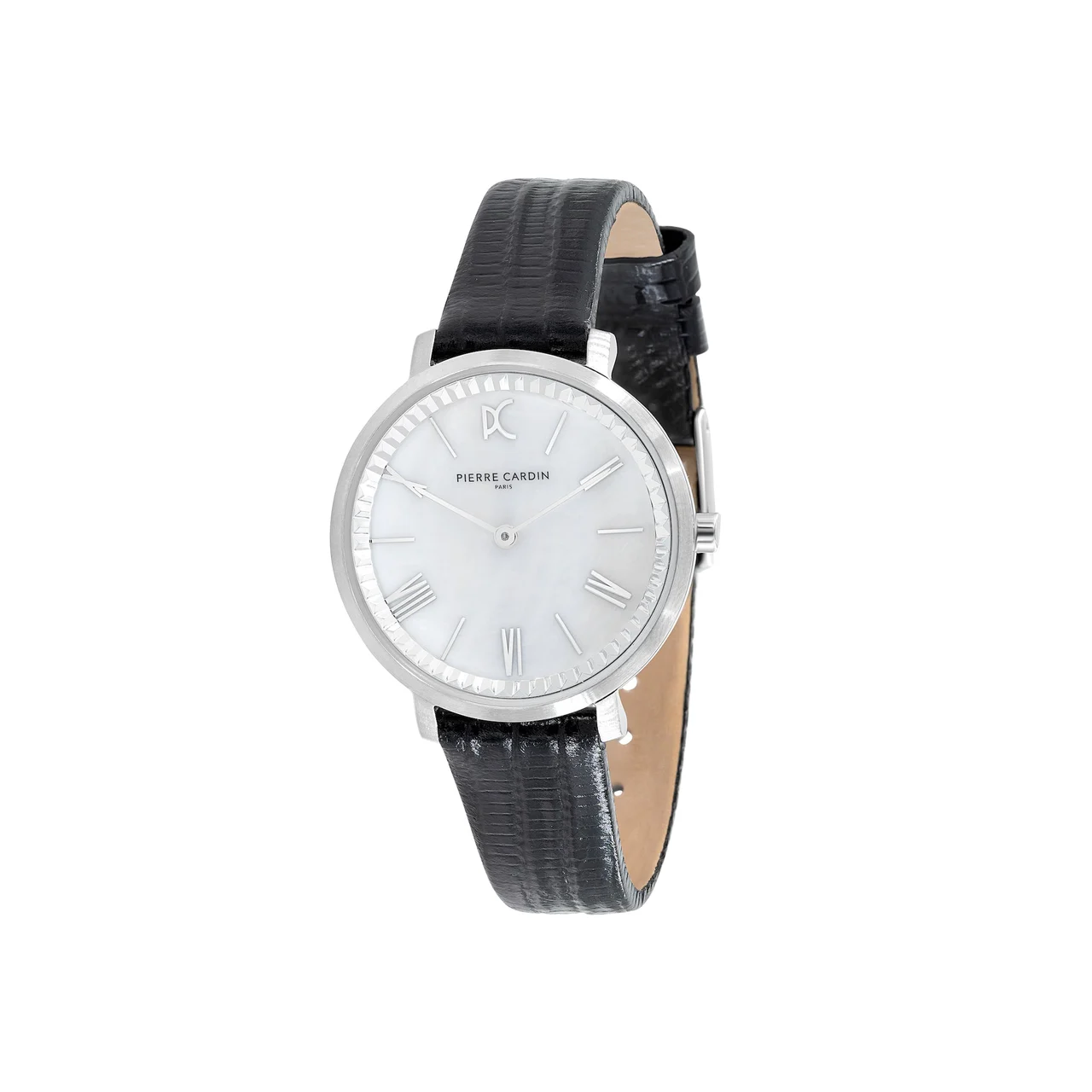 Pierre Cardin Brochant Mother of Pearl Look Silver Watch with Leather Strap CBC.5001 32 mm kol saati
