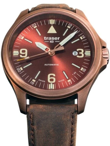 Traser Officer Pro Swiss Automatic Watch with a Vintage Bronze Case, AR Sapphire Crystal #