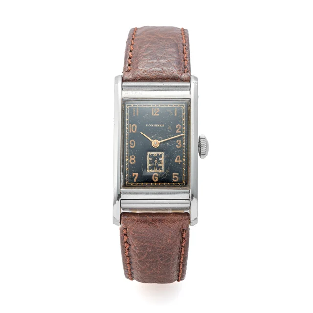 Longines LONGINES, REF. 21324, RECTANGULAR WATERPROOF, BLACK DIAL, STEEL kol saati