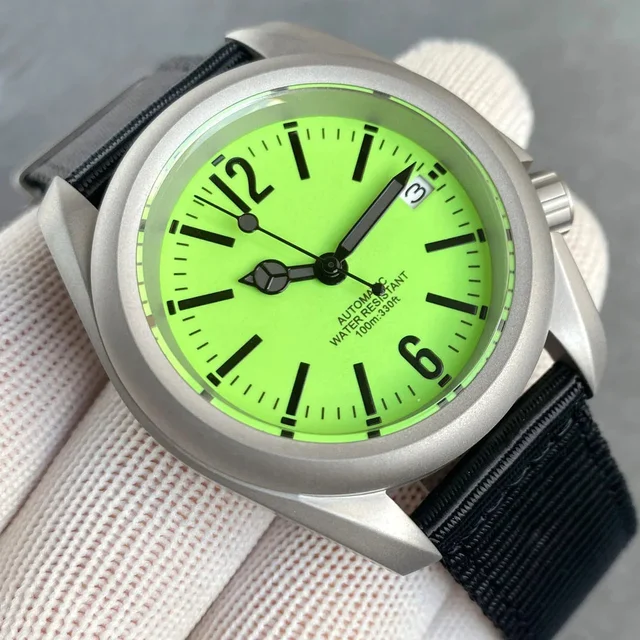 Tandorio Full Lume Watch TD145F Sandblast Raw Skx 40mm Sapphire 20ATM Diver NH35 Automatic