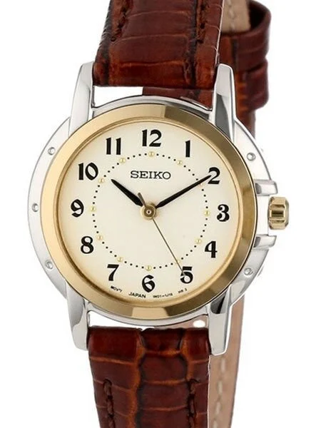 Seiko Two-Tone Solar Dress Watch with Easy to Read Black Hands and Markers #SXGA02 kol saa