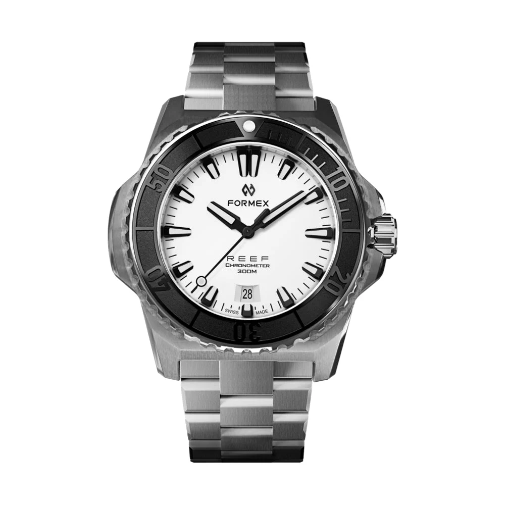 Formex REEF Automatic Chronometer COSC 300M Black Bezel 42mm - White on Bracelet 2200.1.6312.100 42 mm kol saati