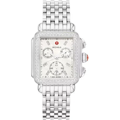 Michele Watches Michele Deco Stainless Diamond Watch MWW06A000775 kol saati