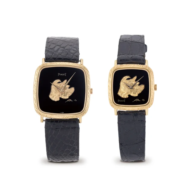 Piaget PIAGET, REF. 9971 AND 9902, A SET OF TWO, BLACK ONYX AND GOLD DIAL, 18K YELLOW GOLD
