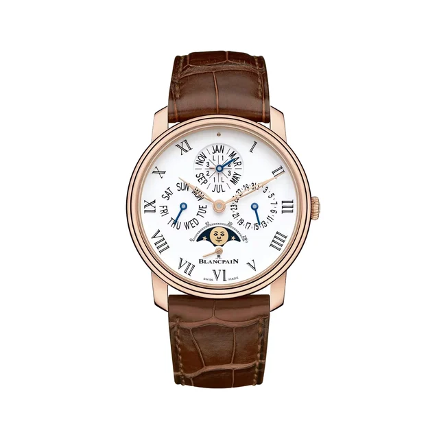Blancpain Villeret Quantième Perpétuel 8 Jours Red Gold 42mm - White on Leather Strap 6659