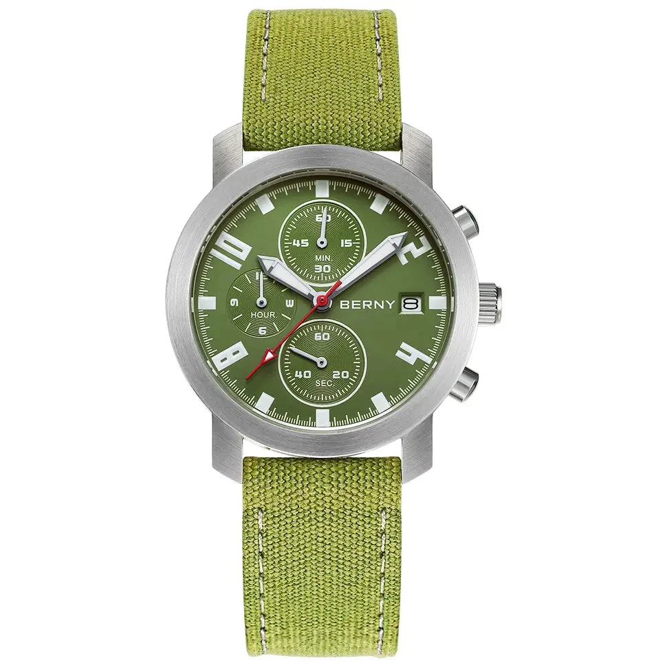 BERNY Men Quartz Chronograph Field Watch-2806M 2806M-ORG kol saati