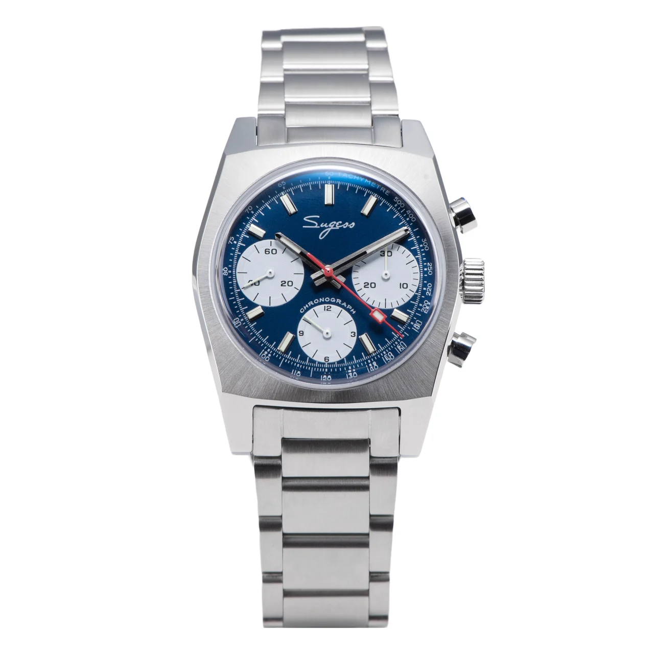 Sugess Chrono Heritage S419 Chronograph Blue Panda Dial Bracelet 37 mm kol saati