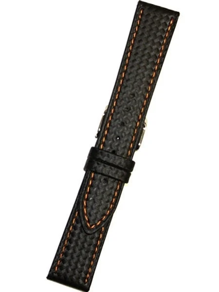 Toscana Black Carbon Fiber Style with Heavy Padding, Orange Contrast Stitching #EBV-WS-OR EBV-WS-OR-0001 kol saati