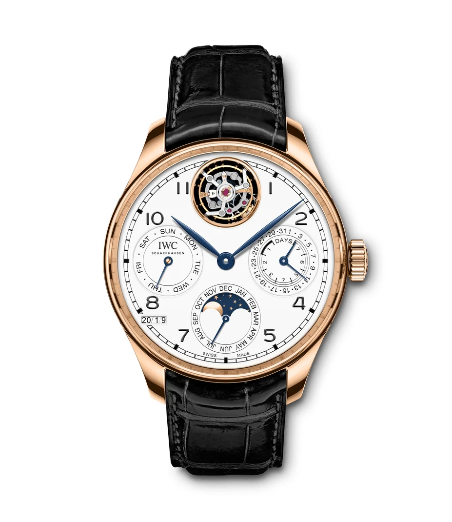 IWC Portugieser Perpetual Calendar Tourbillon Edition 150 Y IW504501 45 mm kol saati