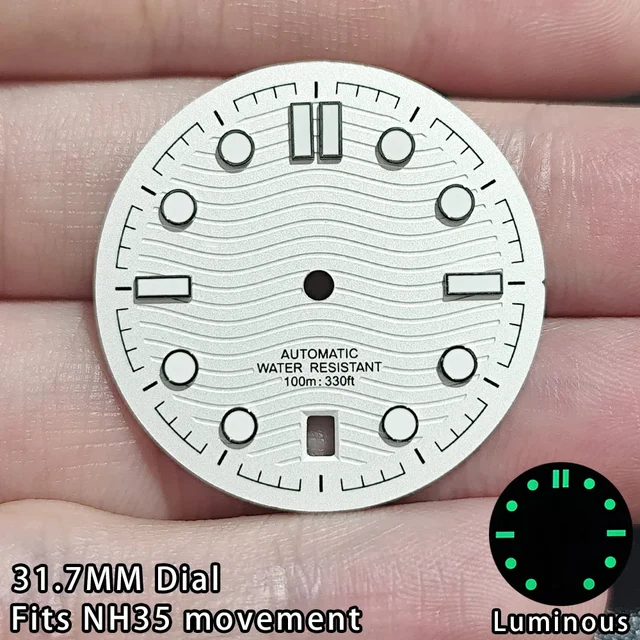 Tandorio Watches Seamaster NH35 Watch Dial 31.7MM Date At 6 o'clock Watch Dial 31.7MM Dial